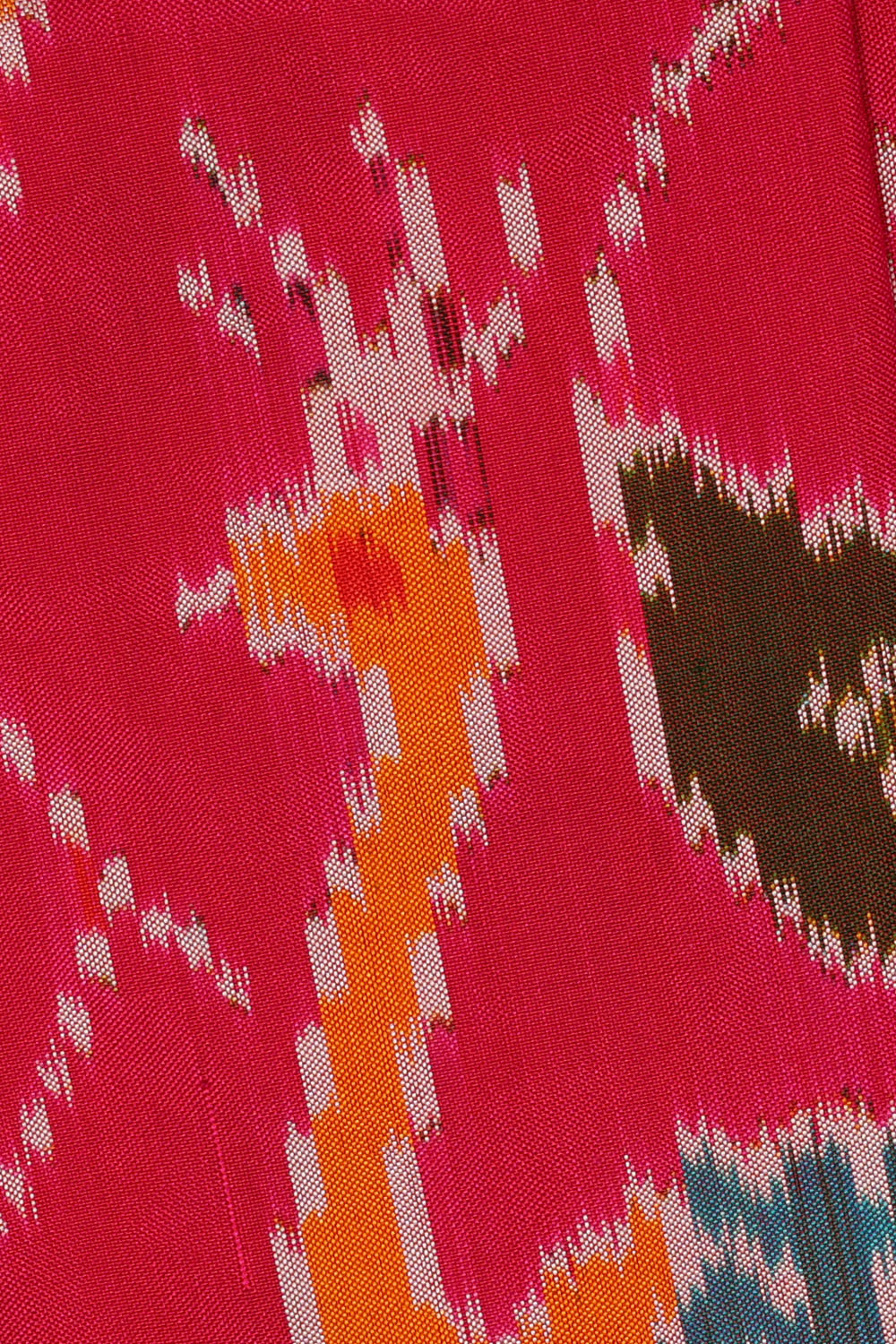Image of Fuchsia-Pink Pochampally Ikat Silk Saree