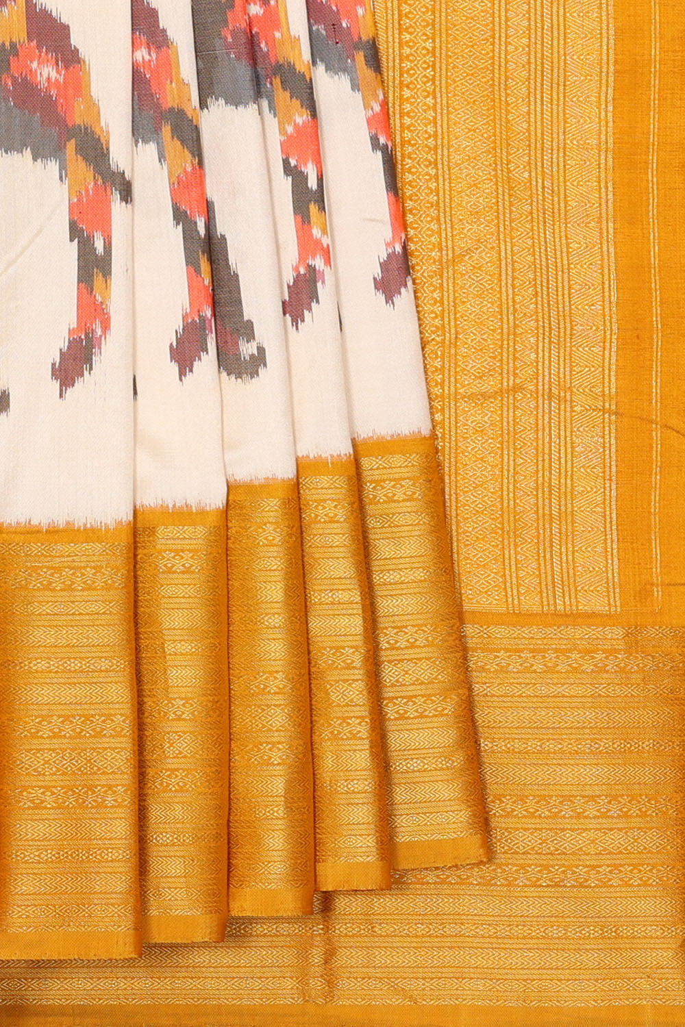 Image of off-white-pochampally-ikat-silk-saree-p-18940652