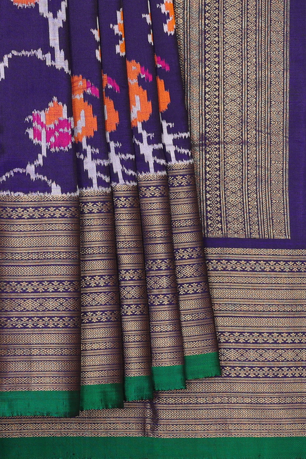 Image of navy-blue-pochampally-ikat-silk-saree-p-18940653