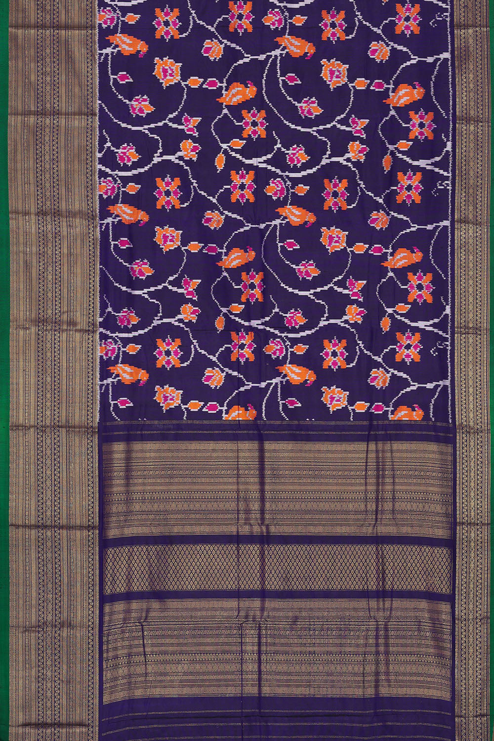 Image of Navy-Blue Pochampally Ikat Silk Saree
