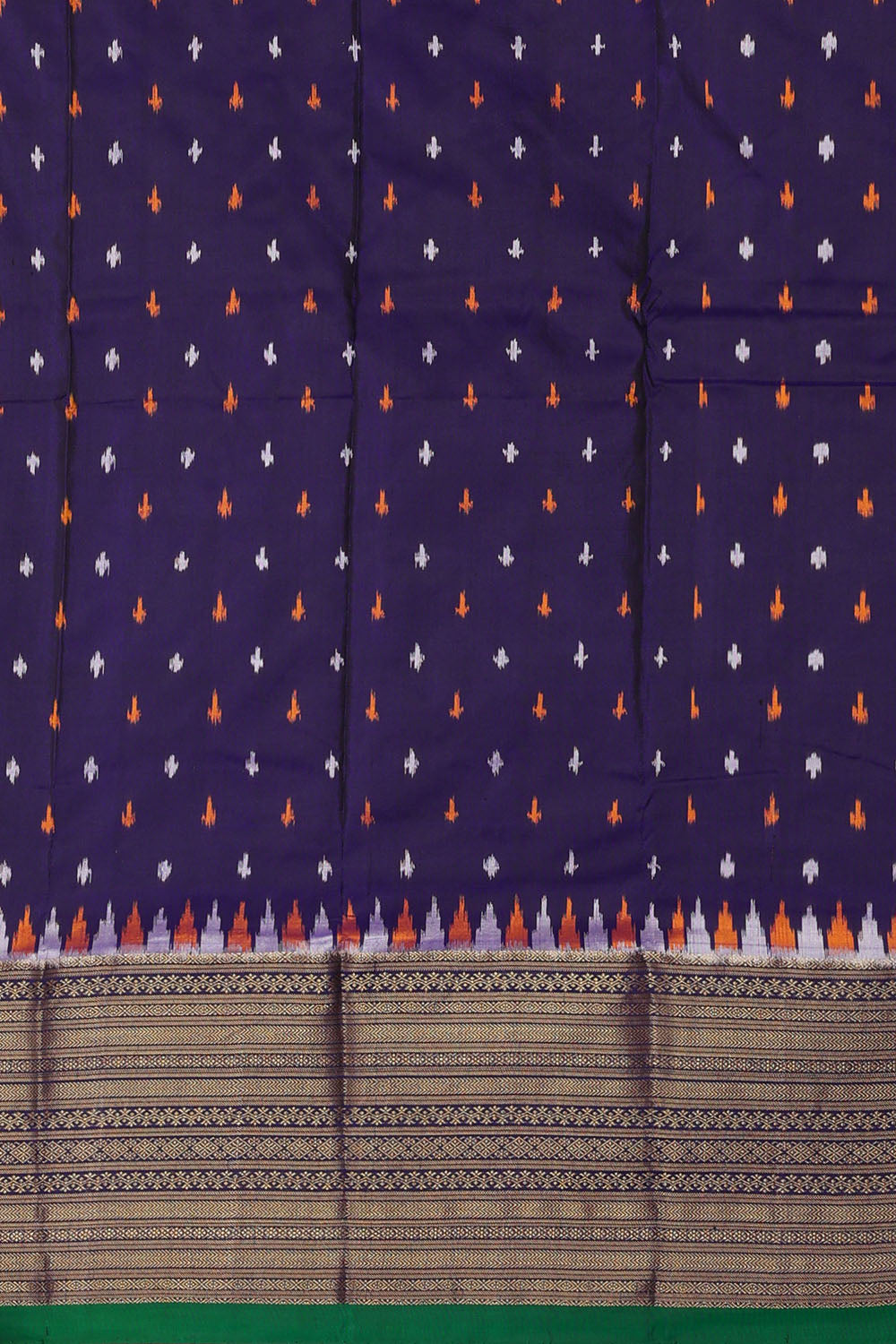 Image of Navy-Blue Pochampally Ikat Silk Saree