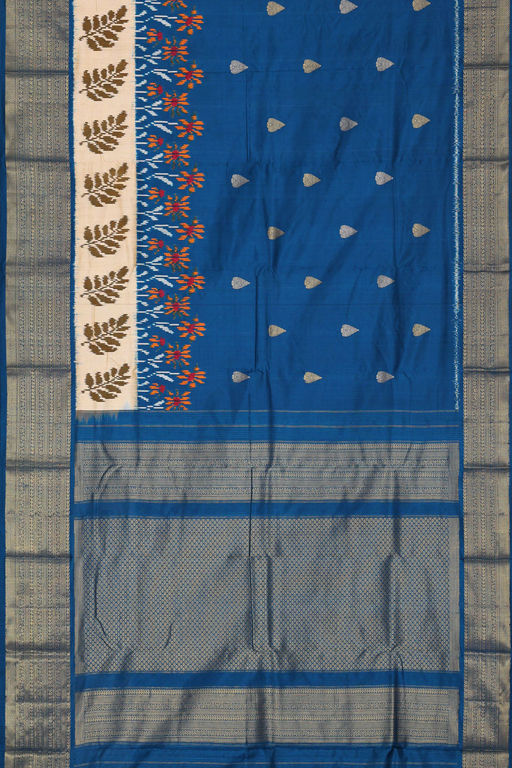 Image of Blue Pochampally Silk Saree