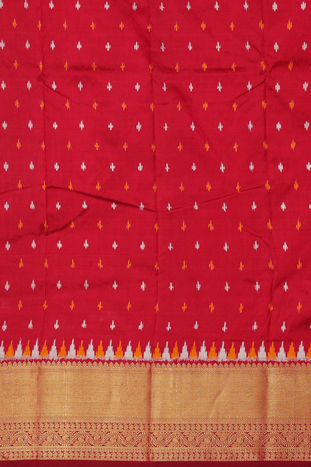 Image of Red Pochampally Ikat Silk Saree