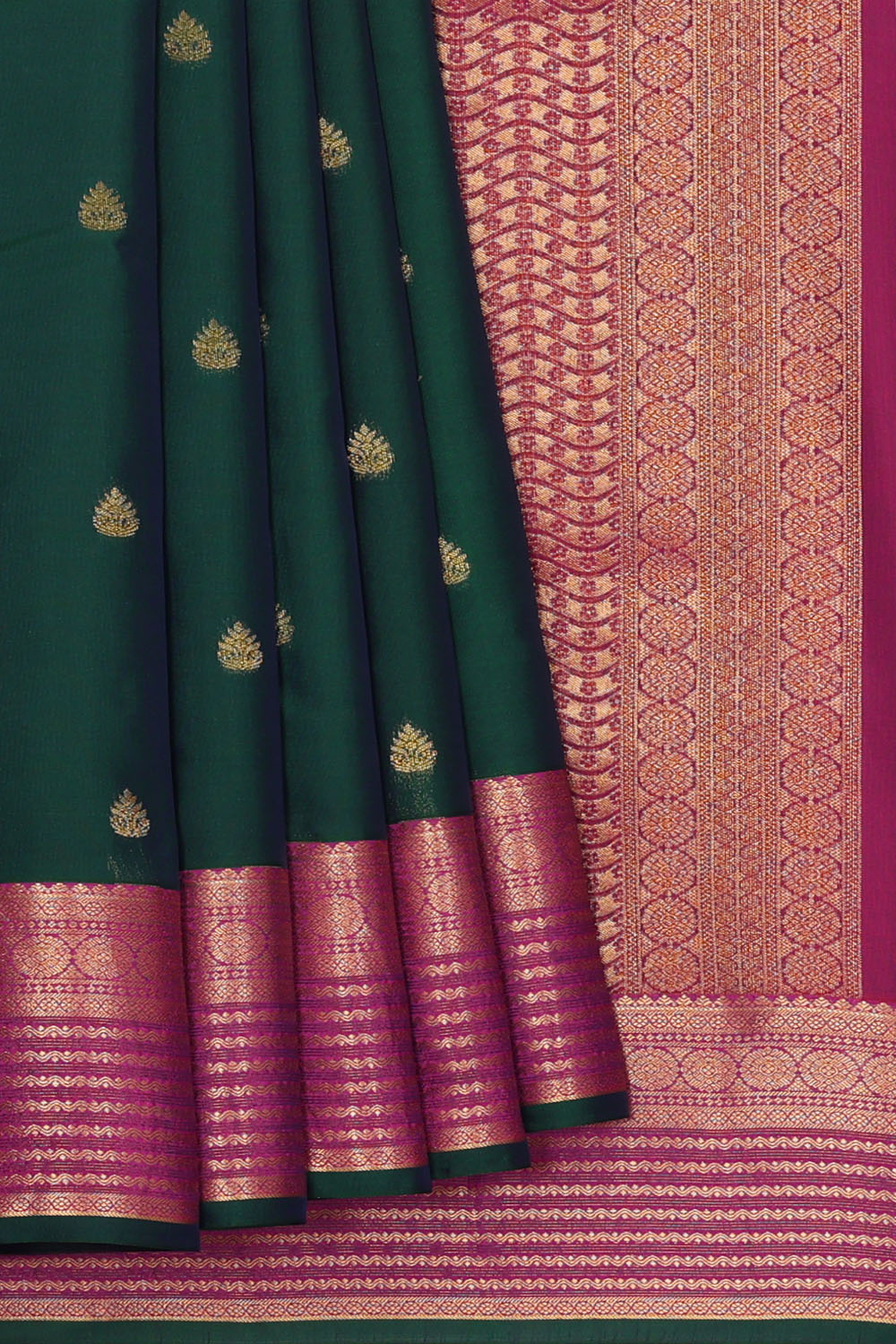 Image of Bottle-Green South Silk Saree