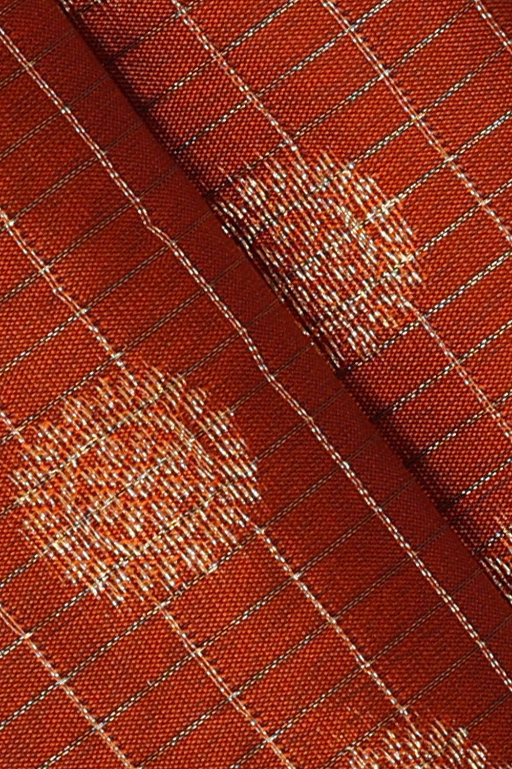 Image of Rust-Orange South Silk Kattam Saree