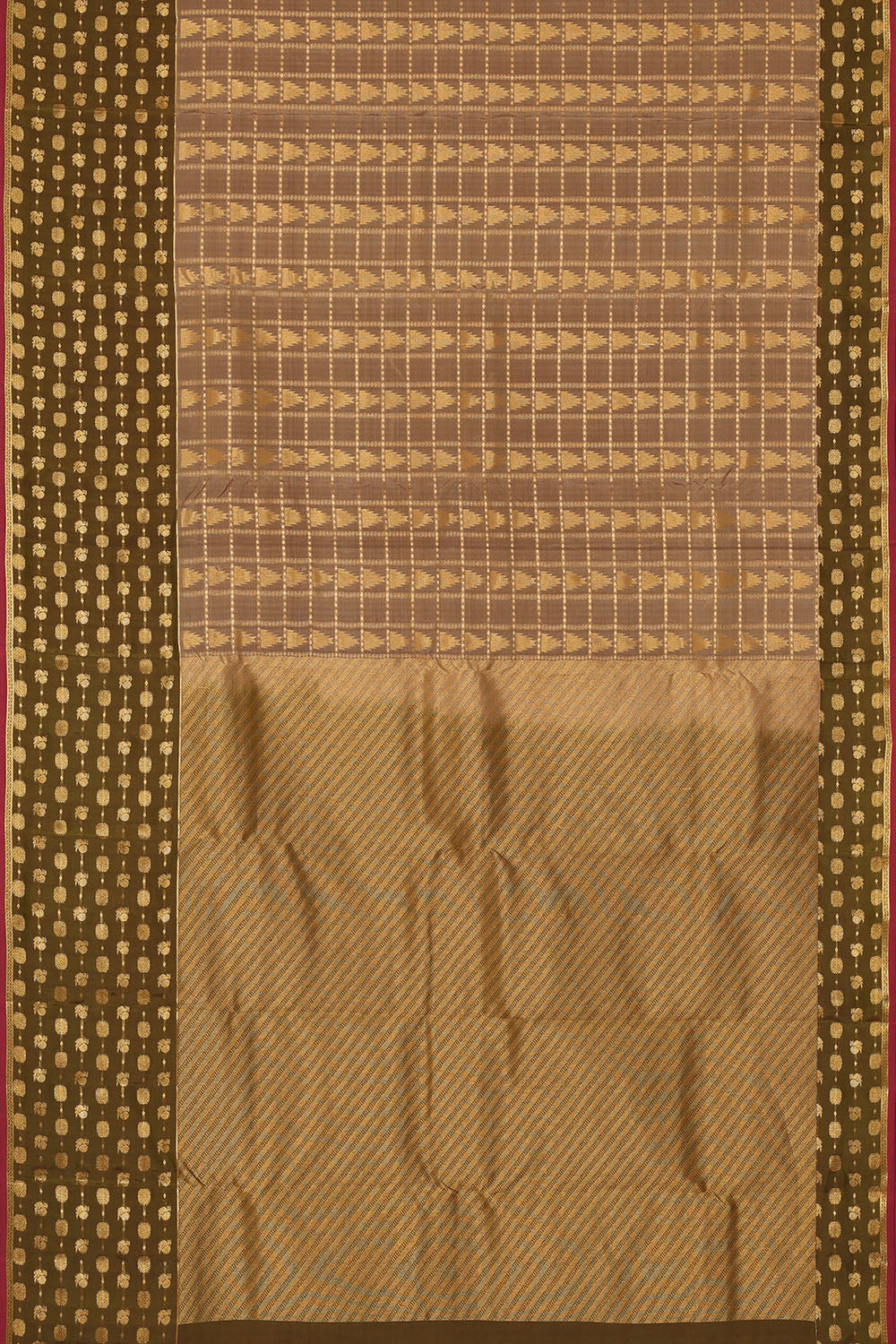 Image of Grey South Silk Kattam Saree