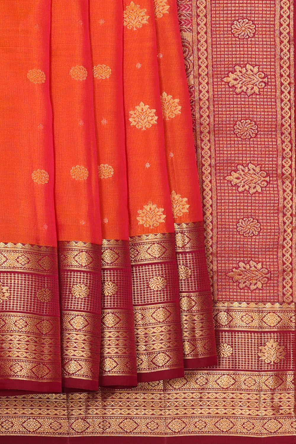 Image of Orange South Silk Saree