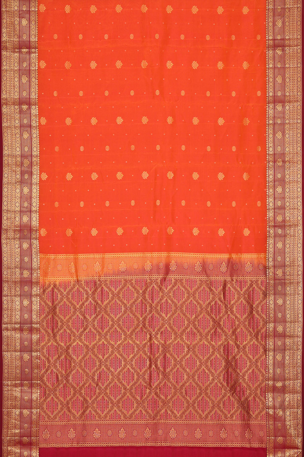Image of Orange South Silk Saree