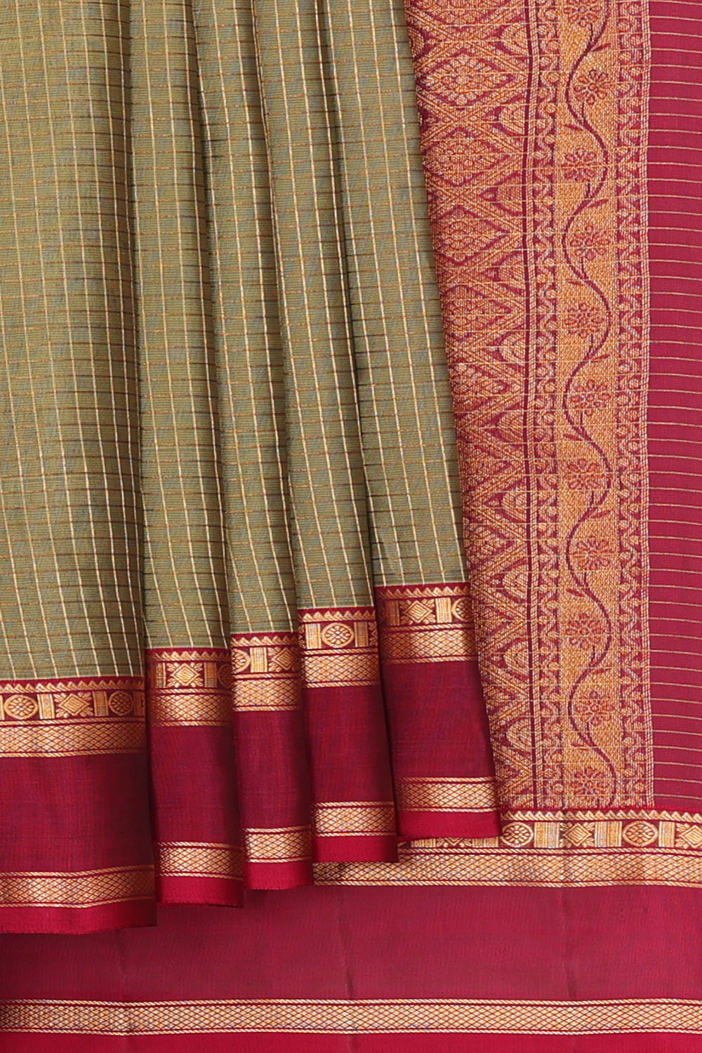 Image of Grey South Silk Kattam Saree