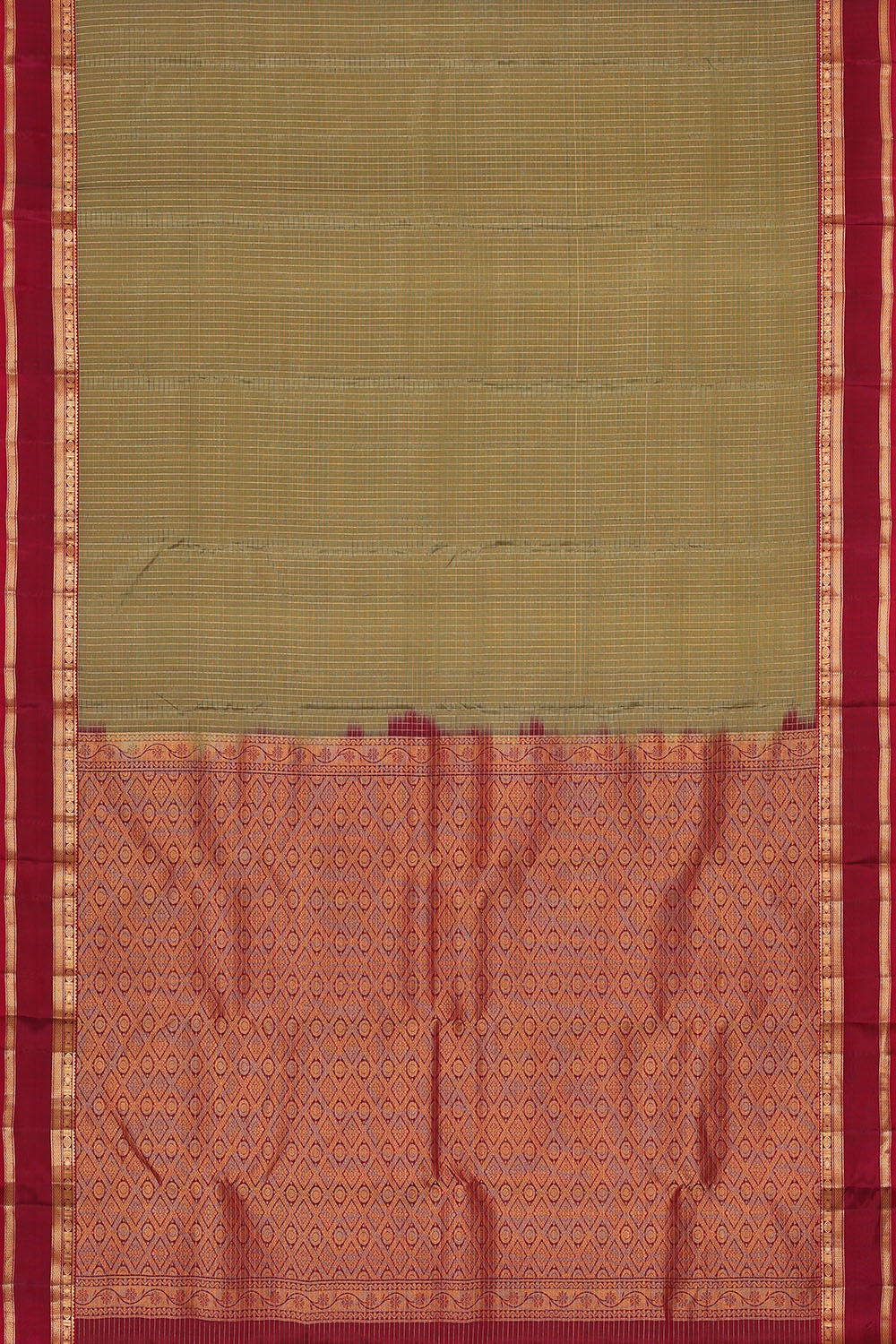 Image of Grey South Silk Kattam Saree