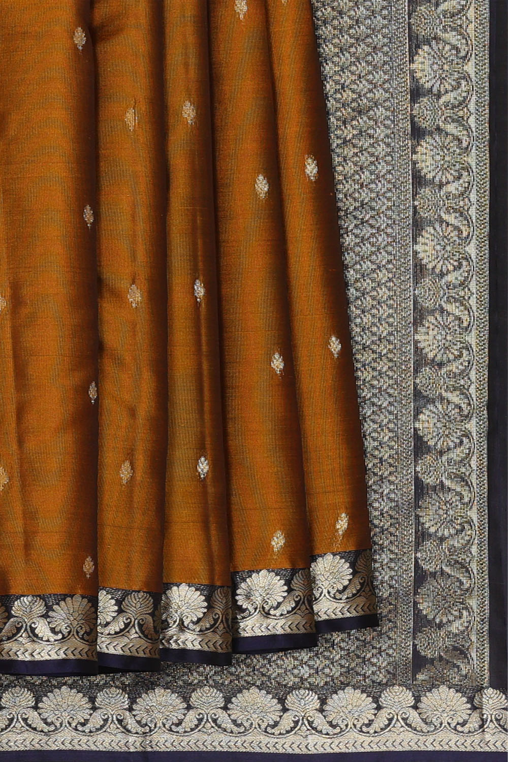 Image of Rust-Orange South Silk Saree