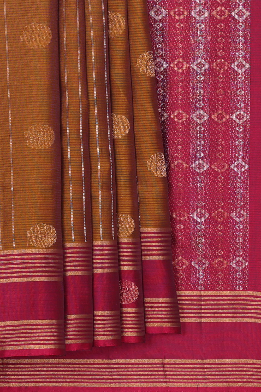 Image of Mustard-Brown South Silk Saree