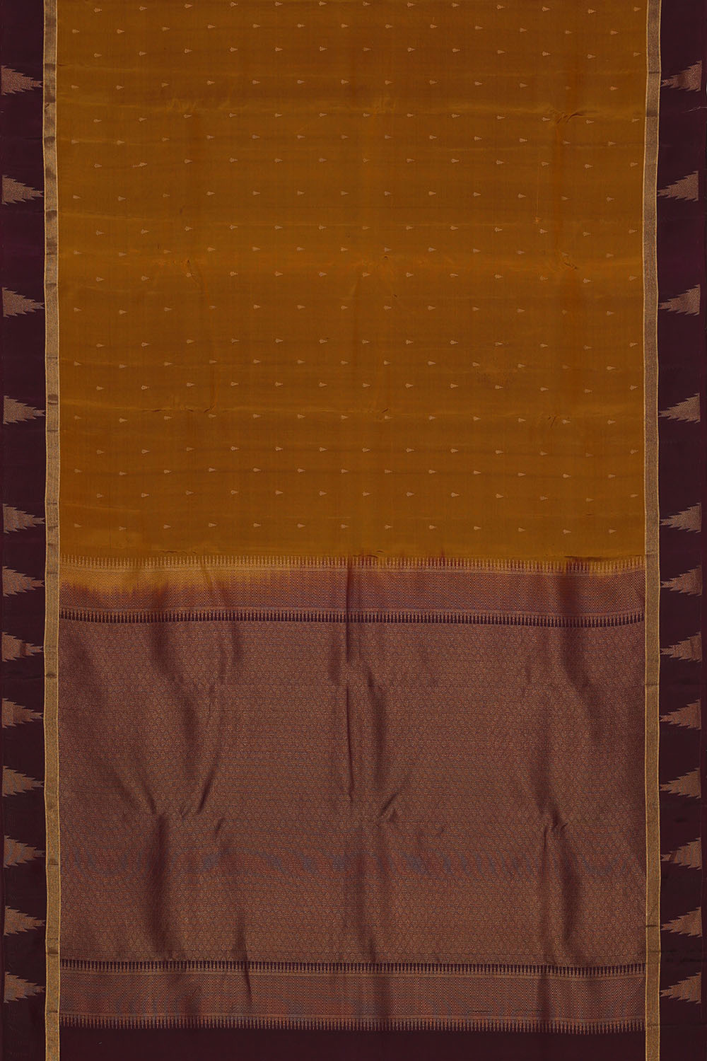 Image of Mustard-Yellow South Silk Saree