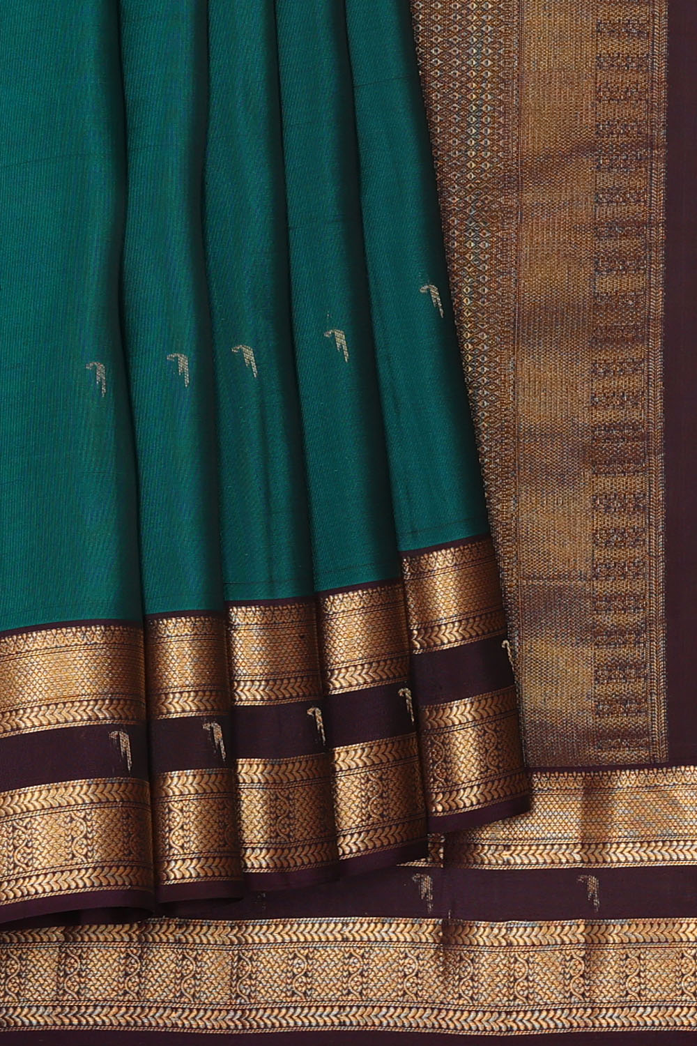 Image of Teal-Green South Silk Saree