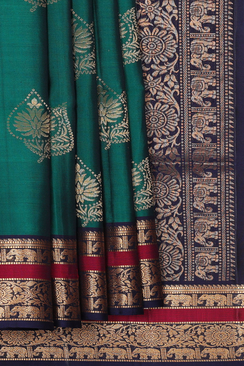 Image of Teal-Green Kanchipattu Saree