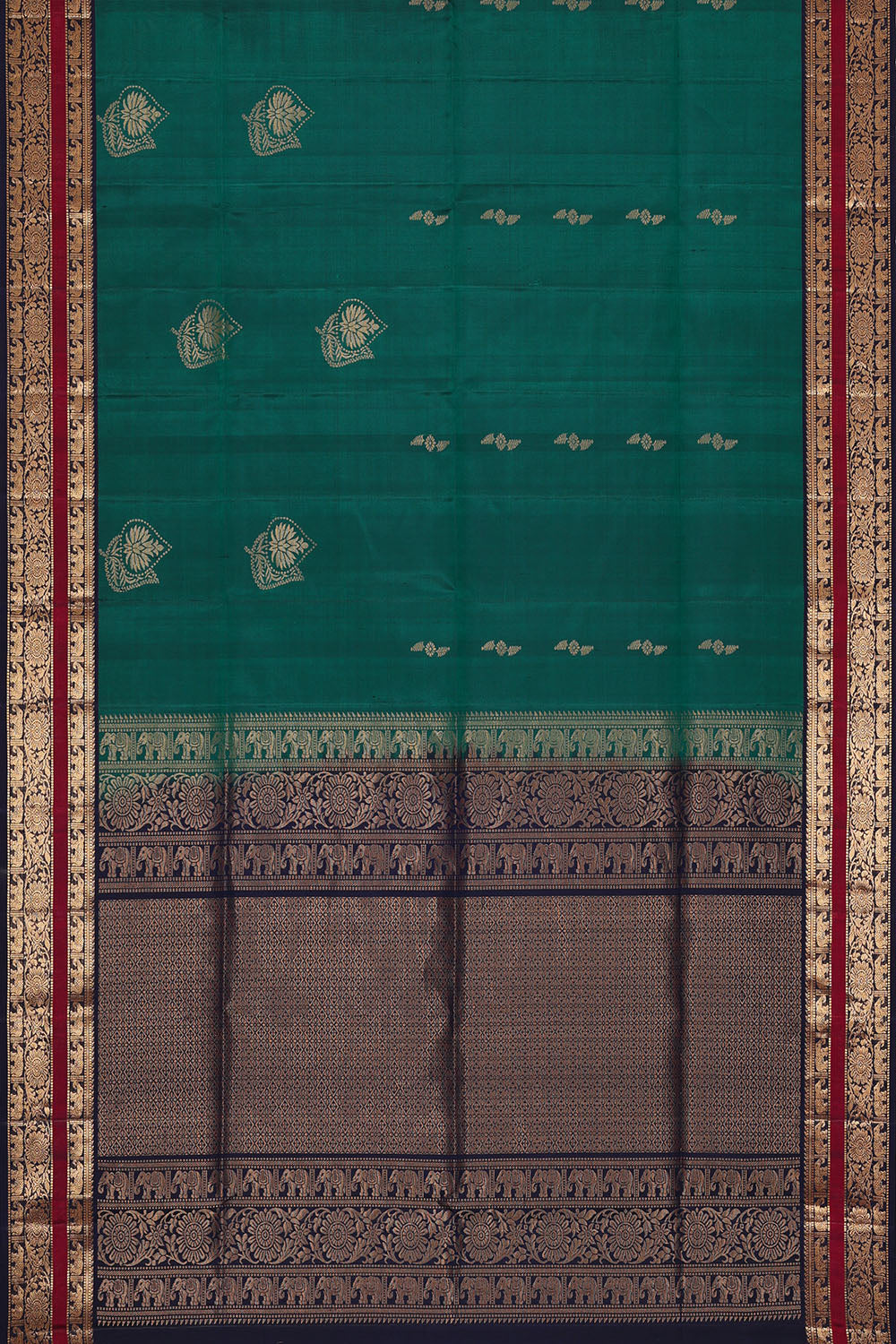 Image of Teal-Green Kanchipattu Saree