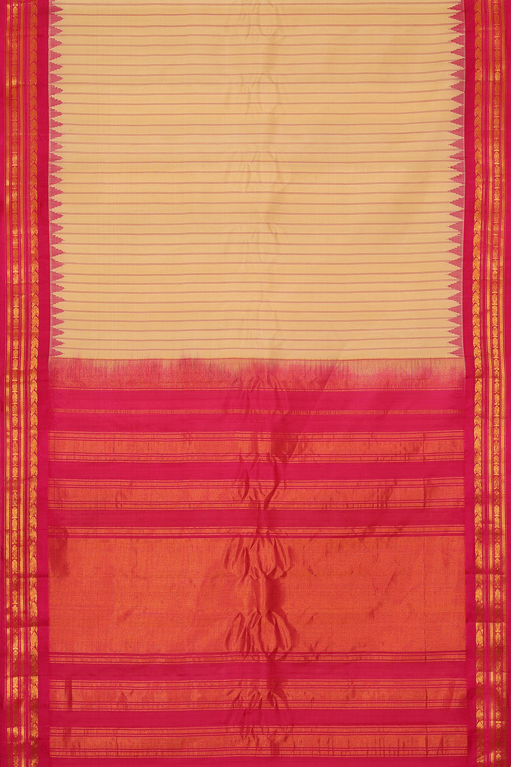 Image of Ivory-Cream Gadwal Silk Saree
