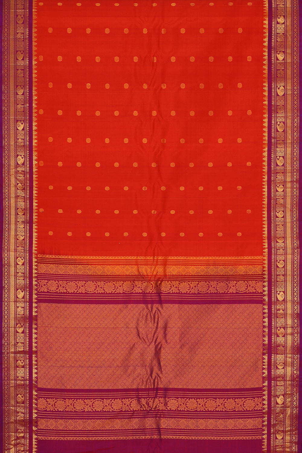 Image of Orange Gadwal Silk Saree