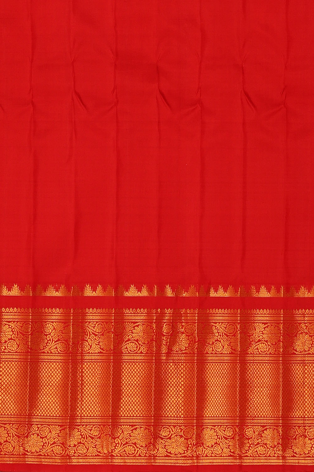 Image of Red Gadwal Silk Kattam Saree