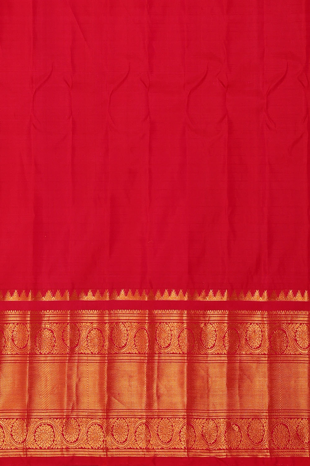 Image of Coral-Orange Gadwal Silk Kattam Saree