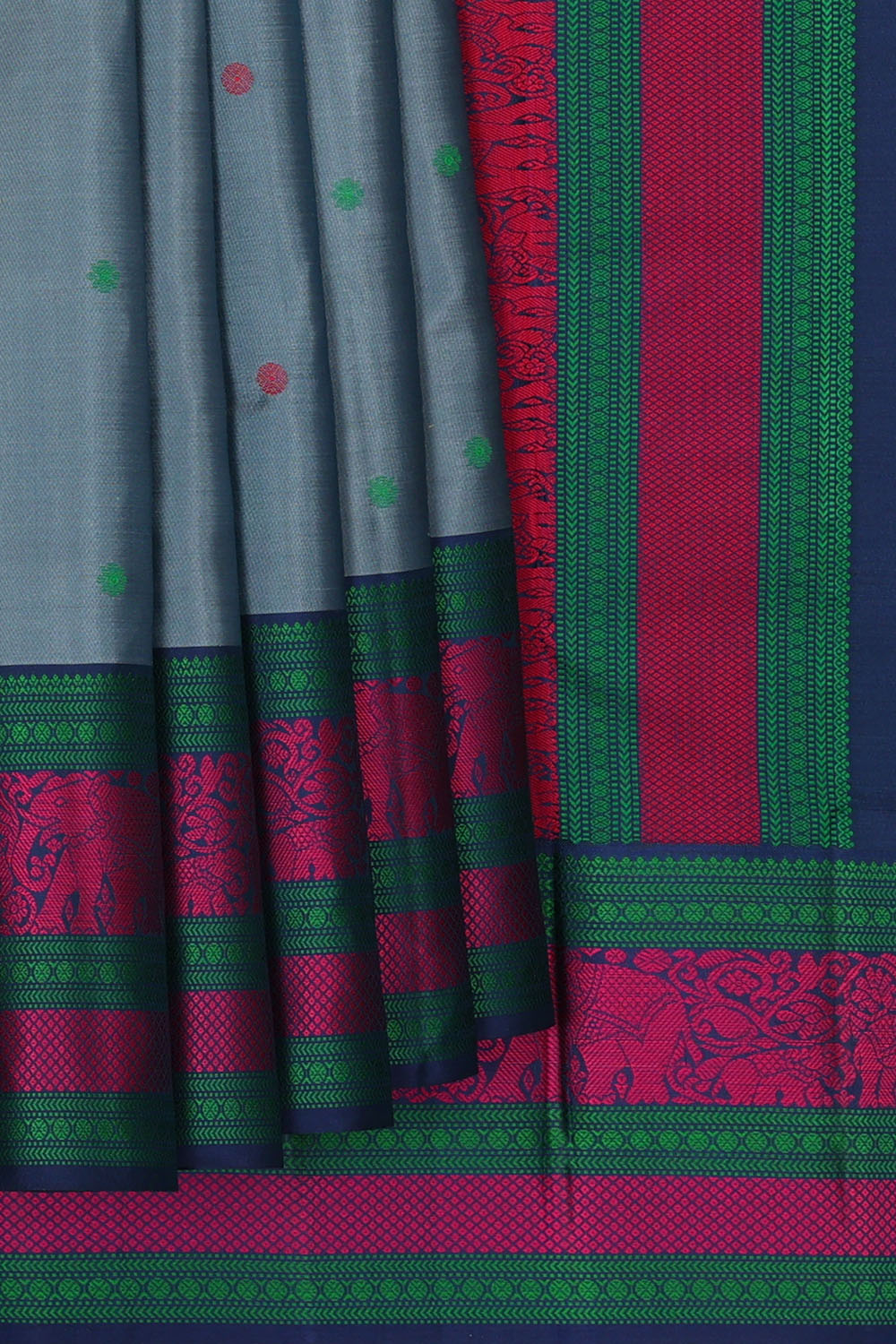 Image of Grey Kanchipuram Silk Saree