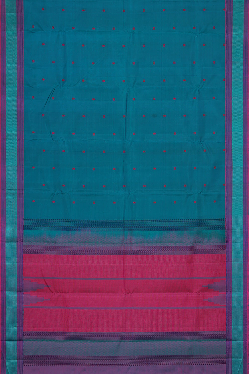 Image of Teal-Blue Kanchipuram Silk Saree