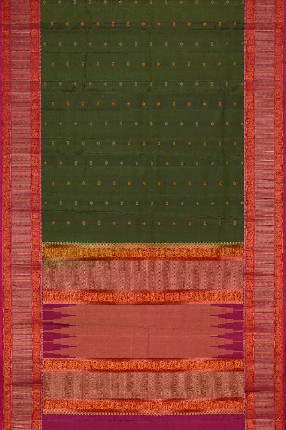 Image of Bottle-Green Kanchipuram Silk Saree
