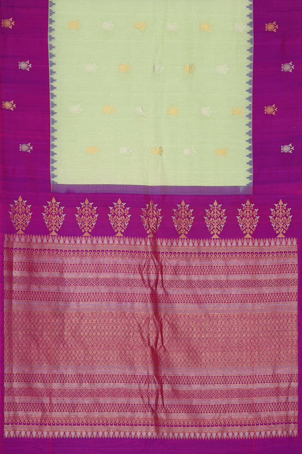 Image of Aqua-Green Gadwal Silk Saree
