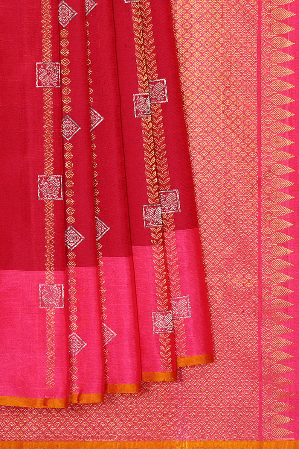 Image of Red Gadwal Silk Saree