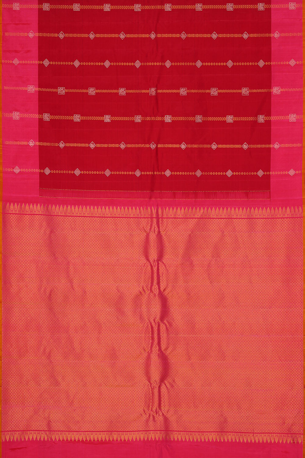 Image of Red Gadwal Silk Saree