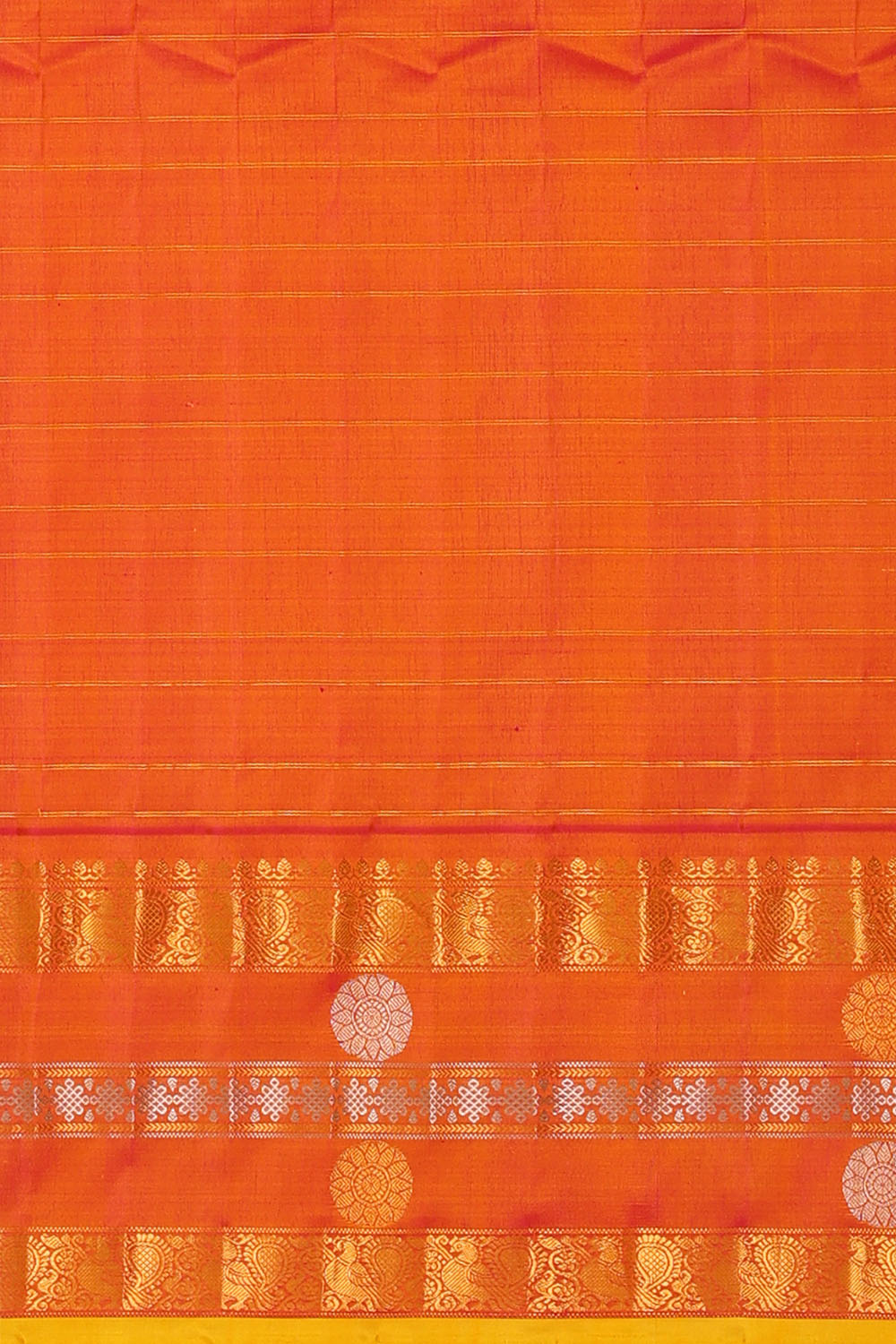 Image of Cream Gadwal Silk Kattam Saree