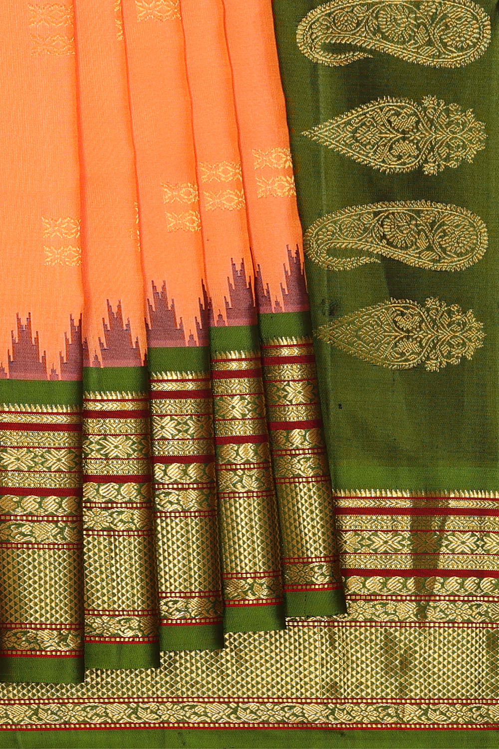 Image of Peach Gadwal Silk Saree