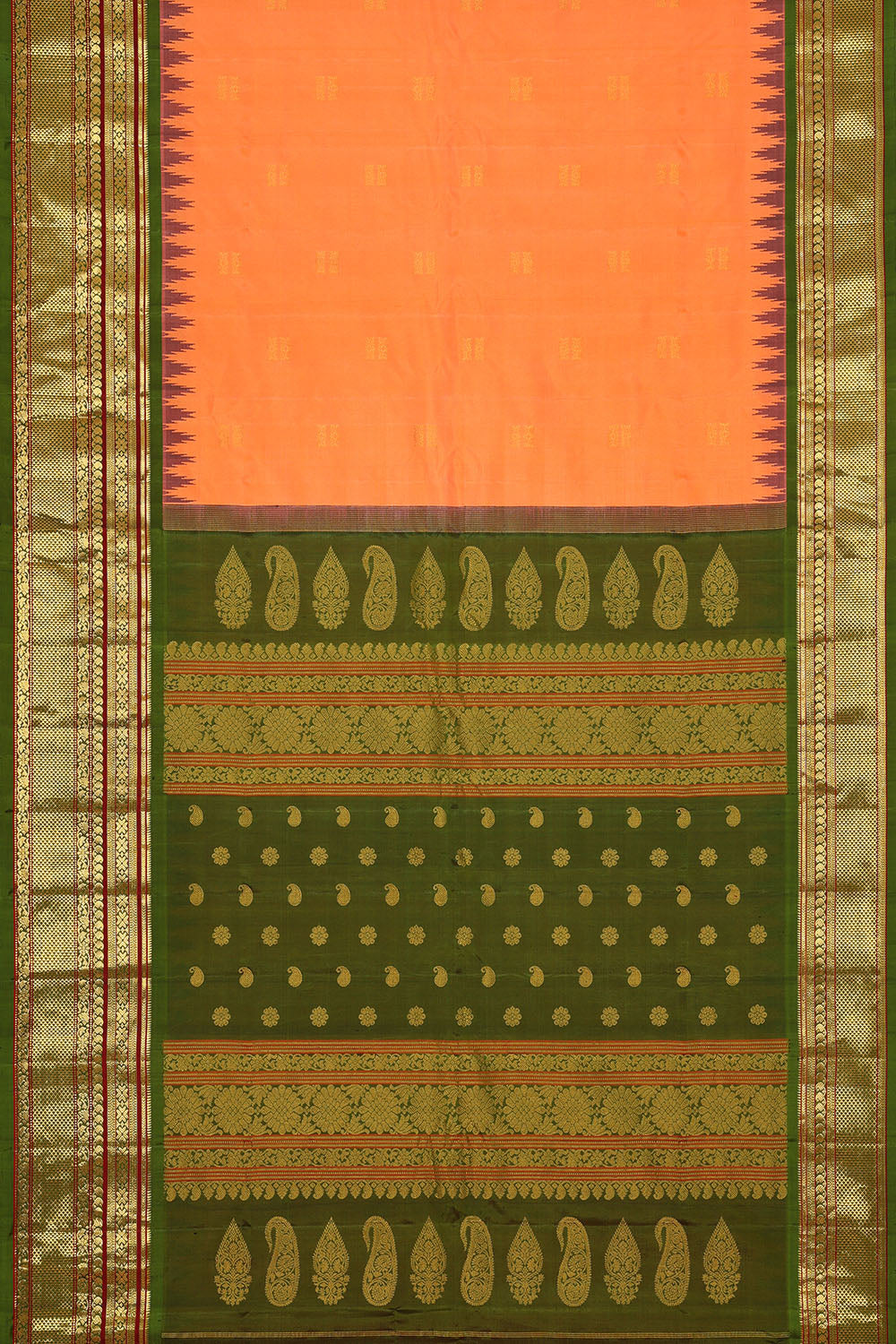 Image of Peach Gadwal Silk Saree