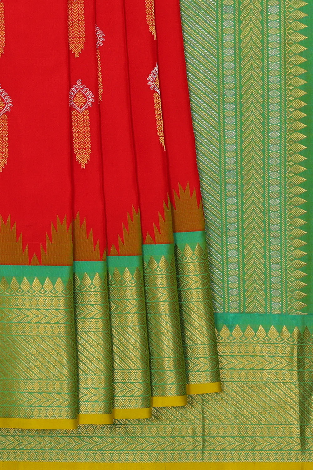 Image of Red Gadwal Silk Saree