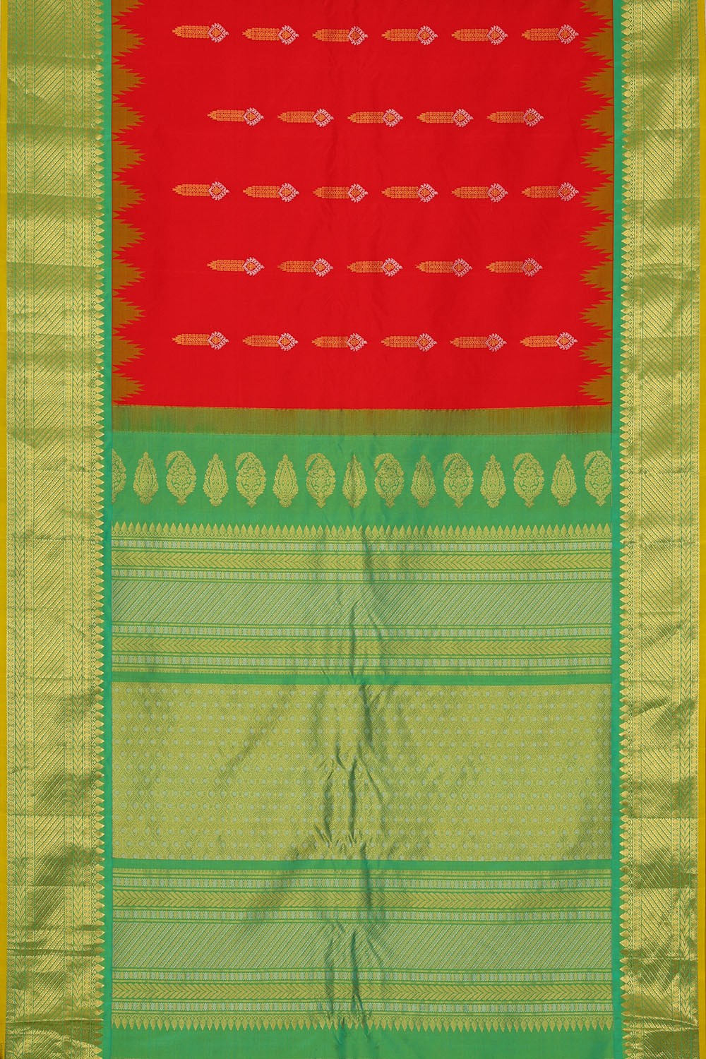 Image of Red Gadwal Silk Saree