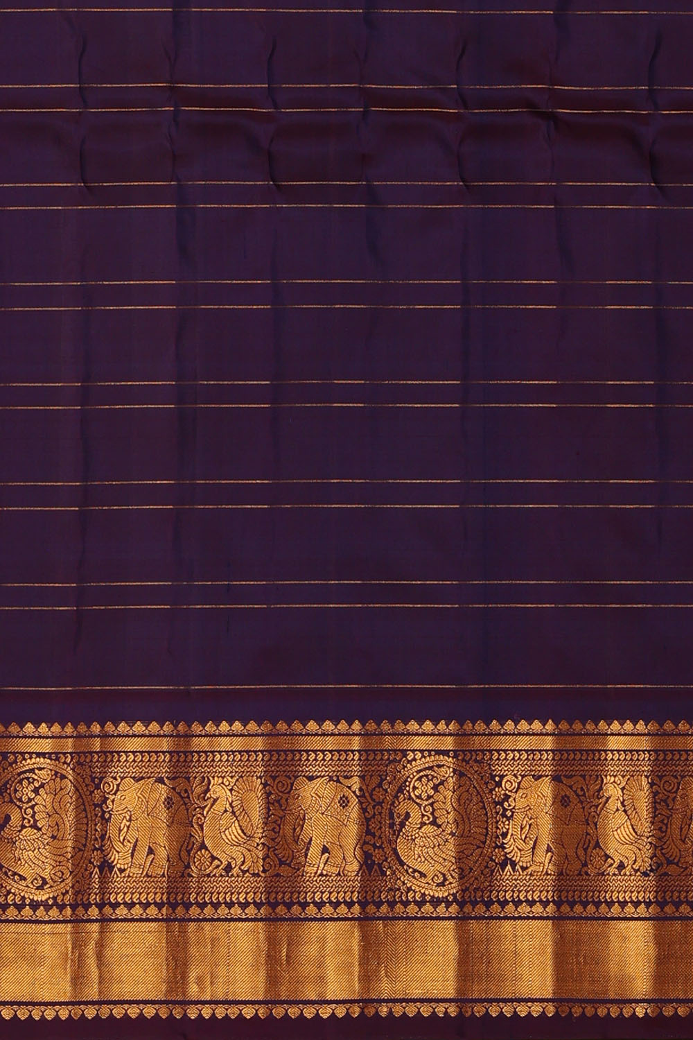 Image of Lavender Gadwal Silk Kattam Saree
