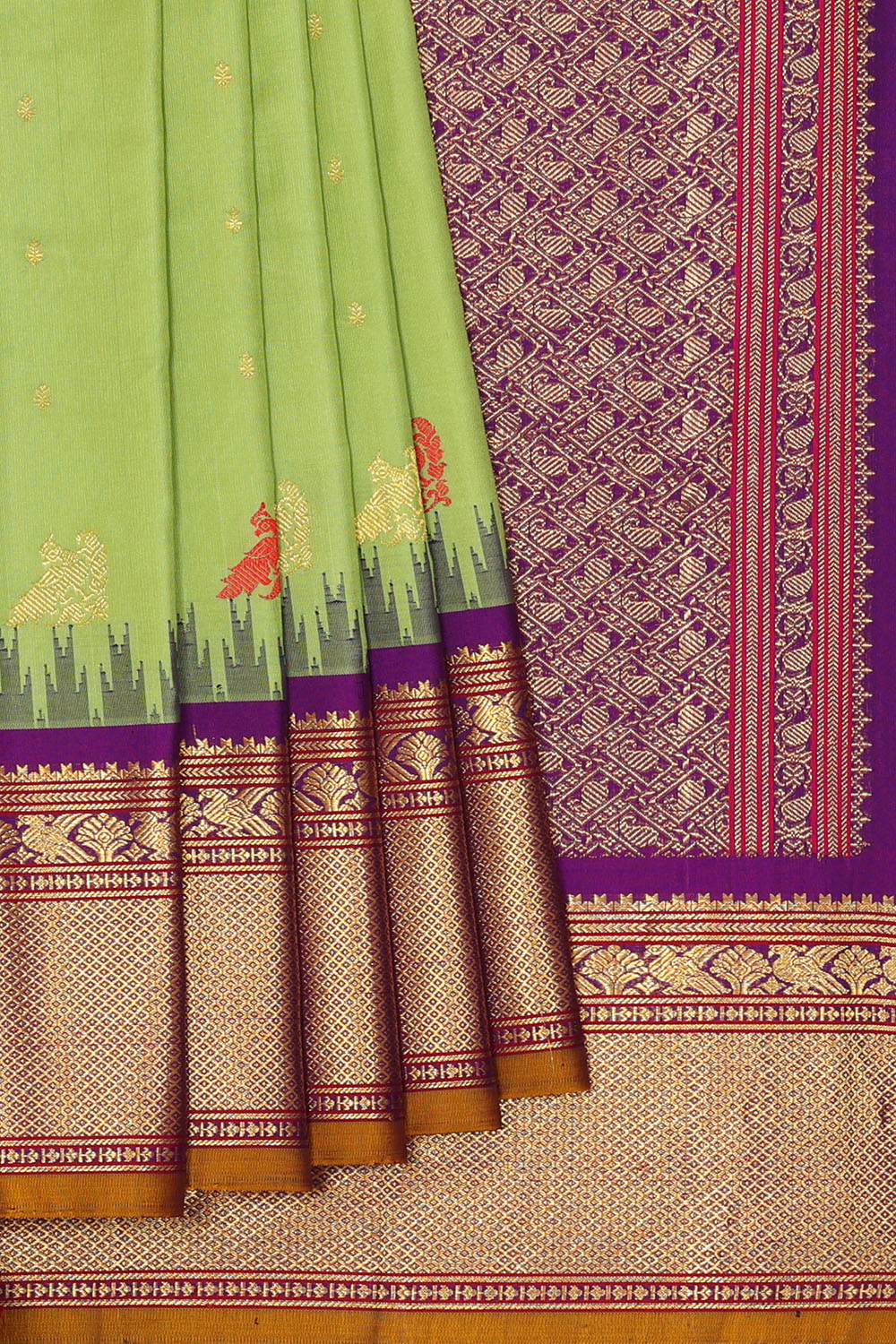 Image of Mint Green Gadwal Silk Saree