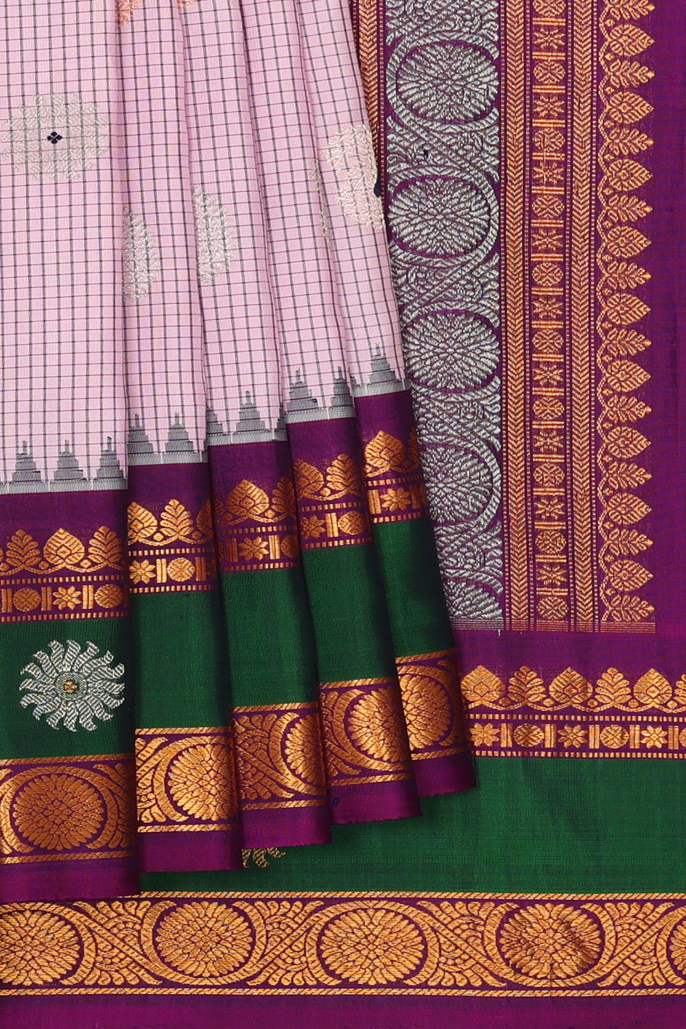 Image of Light-Pink Gadwal Kattam Saree