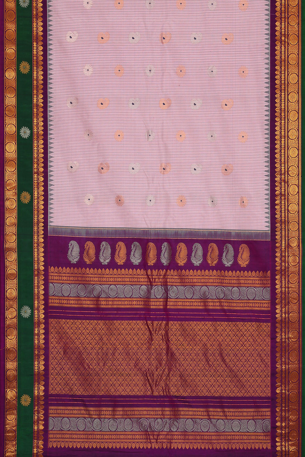 Image of Light-Pink Gadwal Kattam Saree