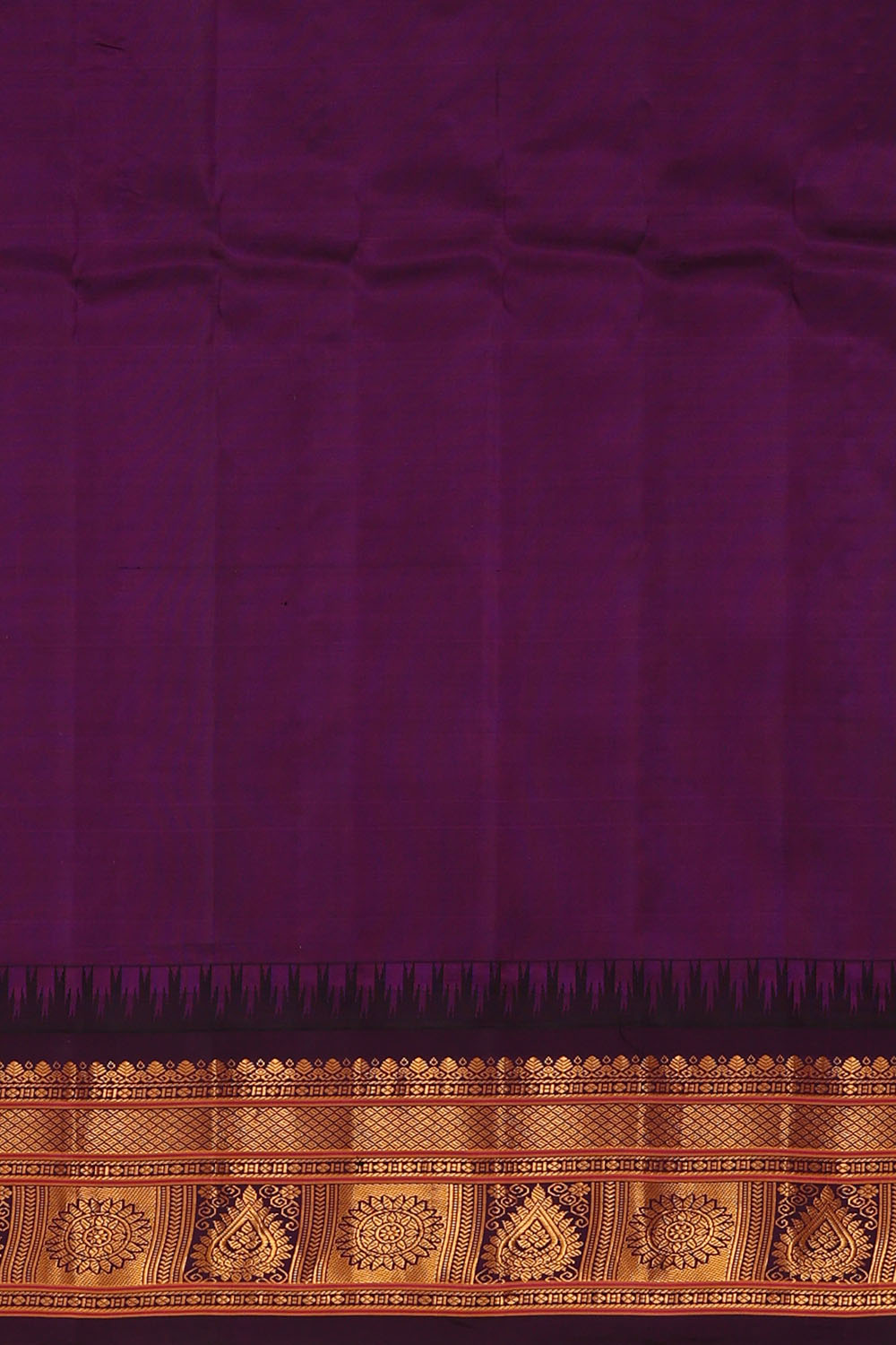 Image of Orange Gadwal Silk Kattam Saree