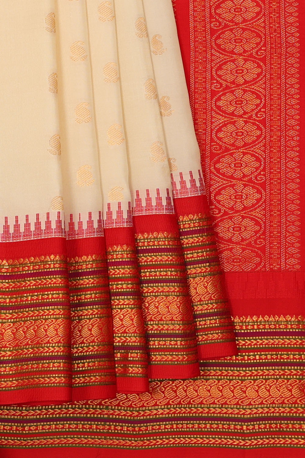 Image of Cream Gadwal Silk Saree