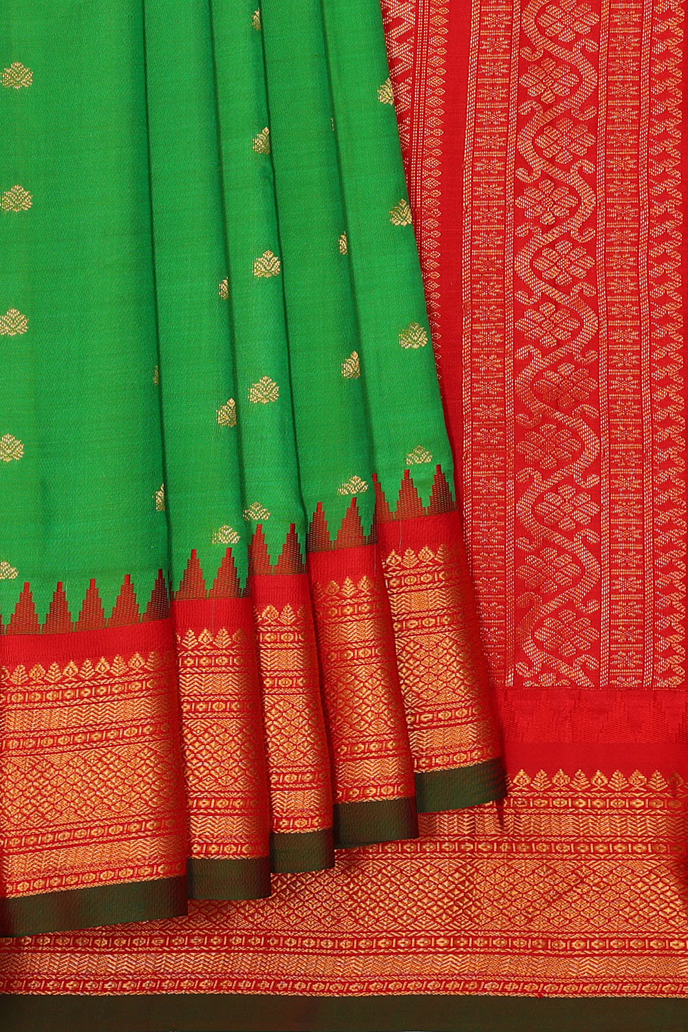 Image of Green Gadwal Silk Saree