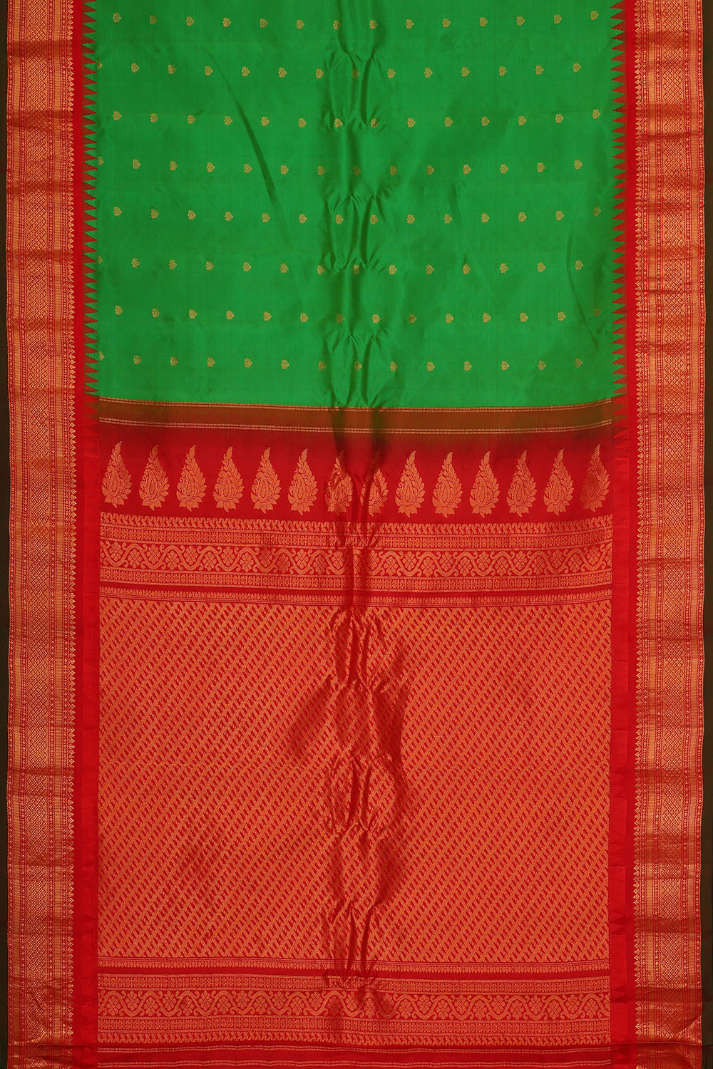 Image of Green Gadwal Silk Saree