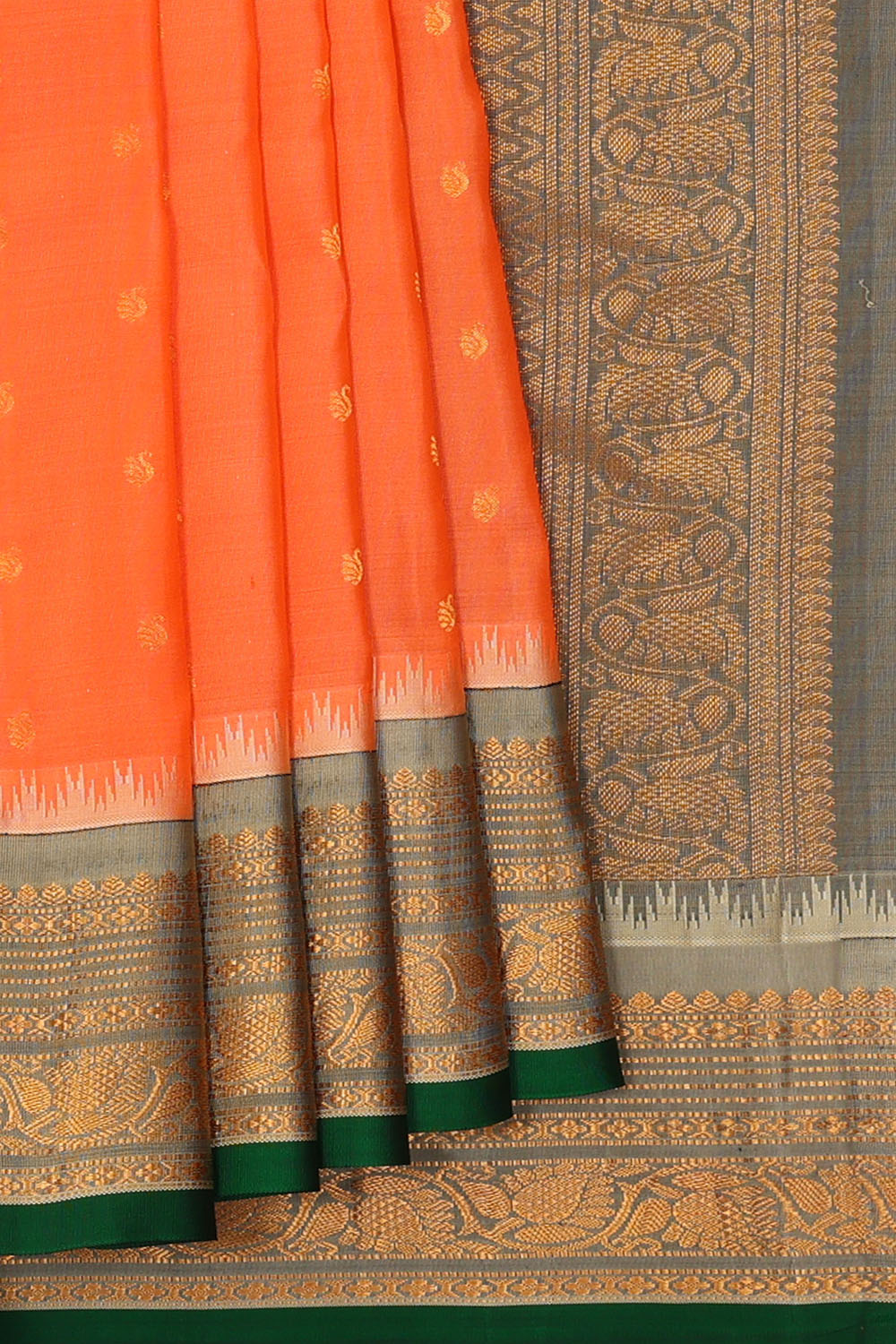 Image of Orange Gadwal Silk Saree