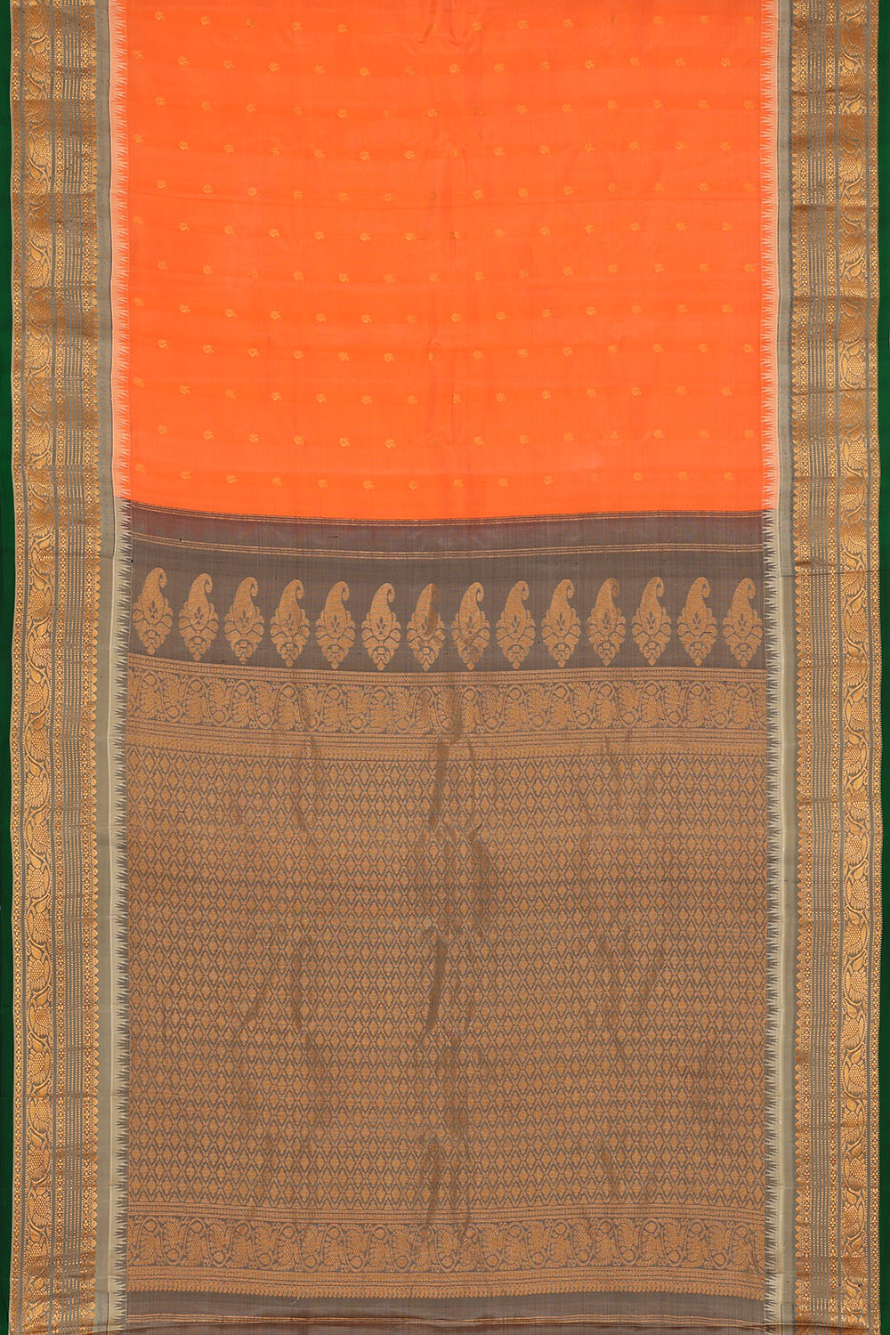 Image of Orange Gadwal Silk Saree