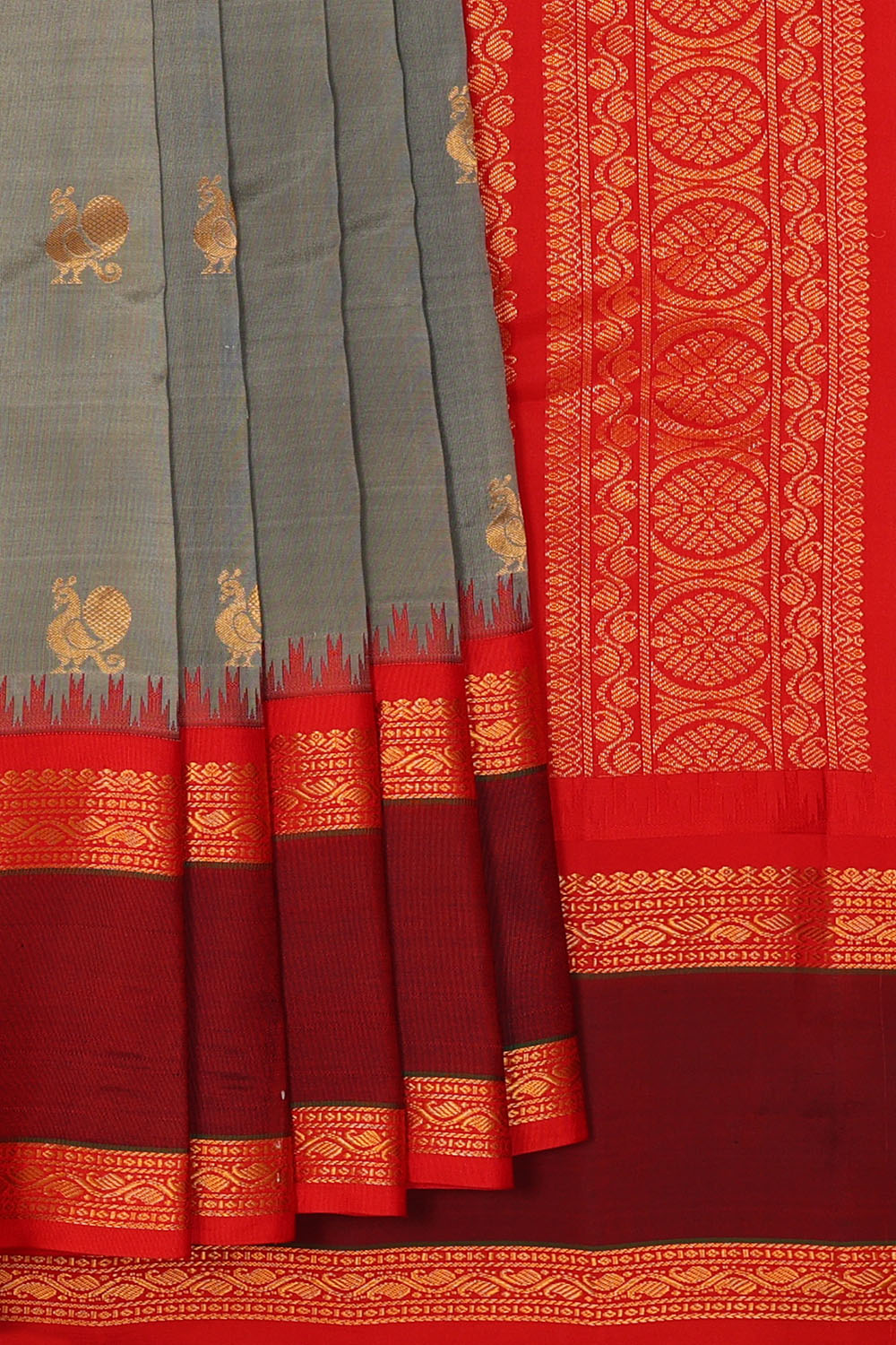 Image of Grey Gadwal Silk Saree