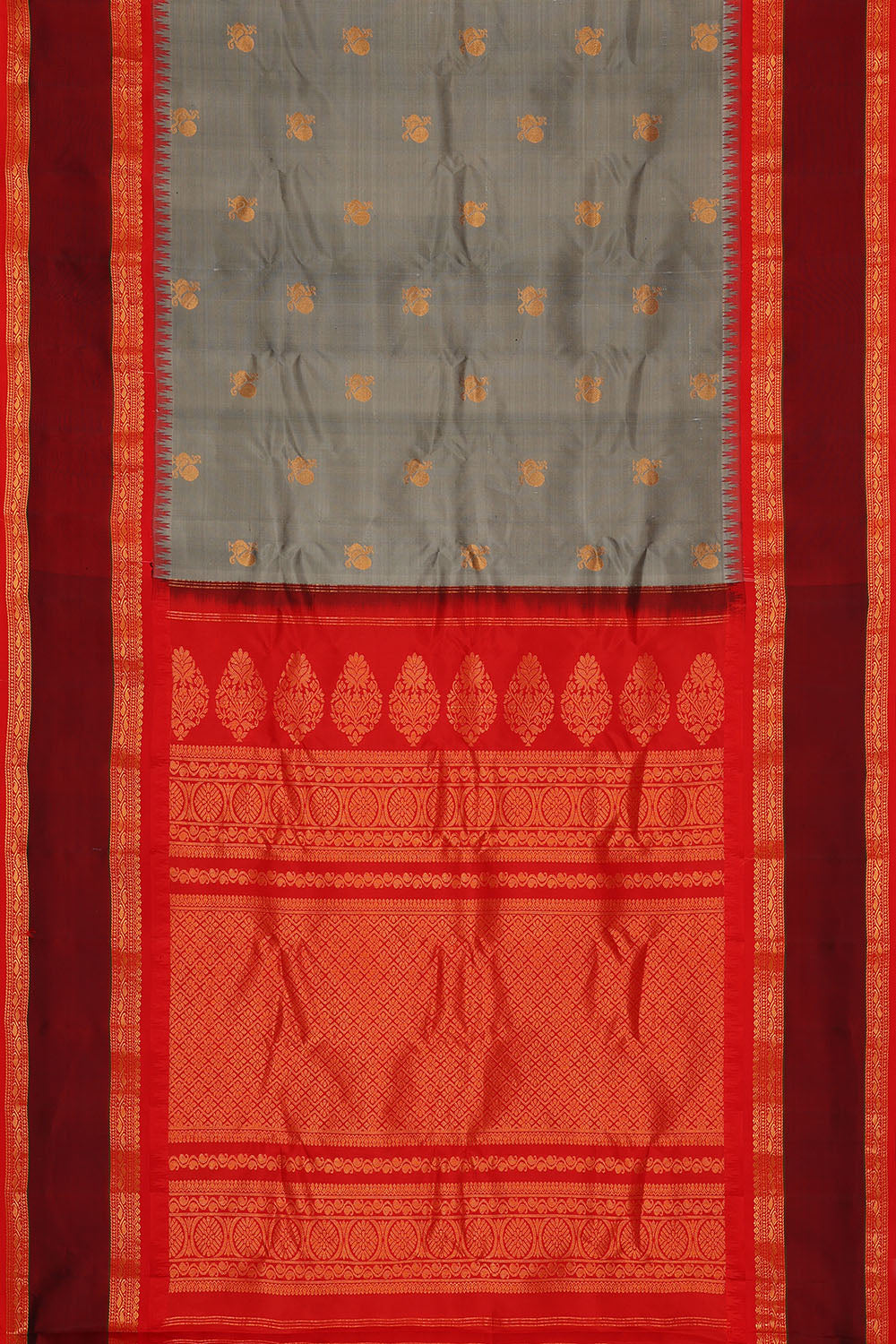 Image of Grey Gadwal Silk Saree