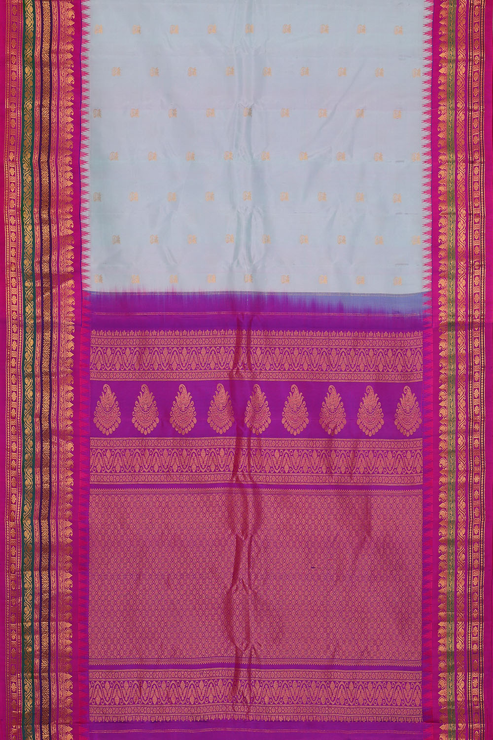 Image of Pond-Blue Gadwal Silk Saree