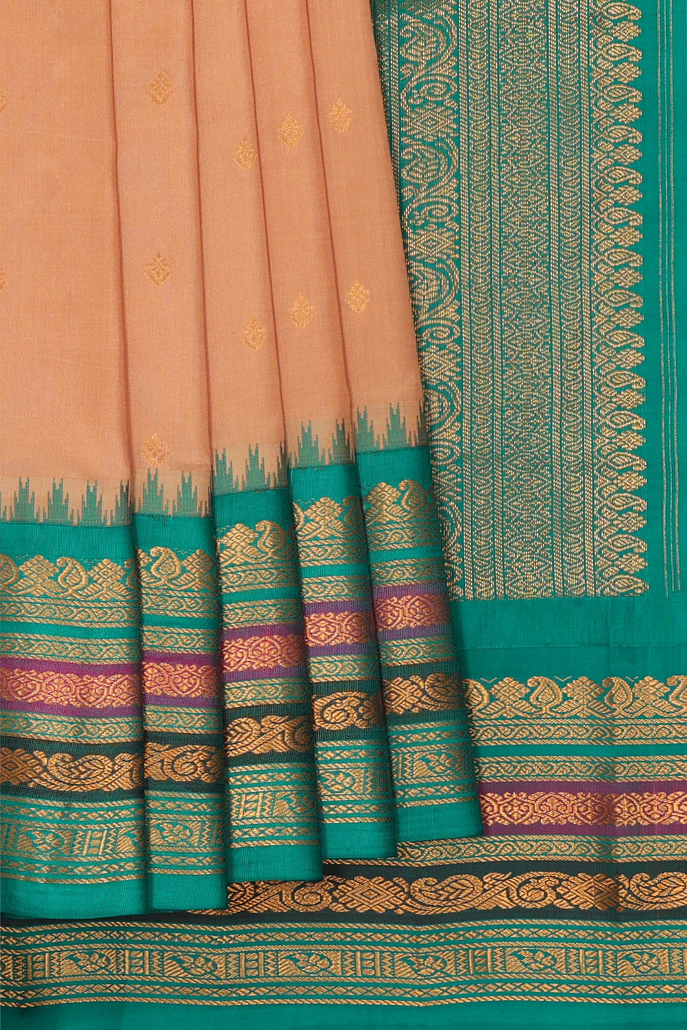Image of Peach Gadwal Silk Saree