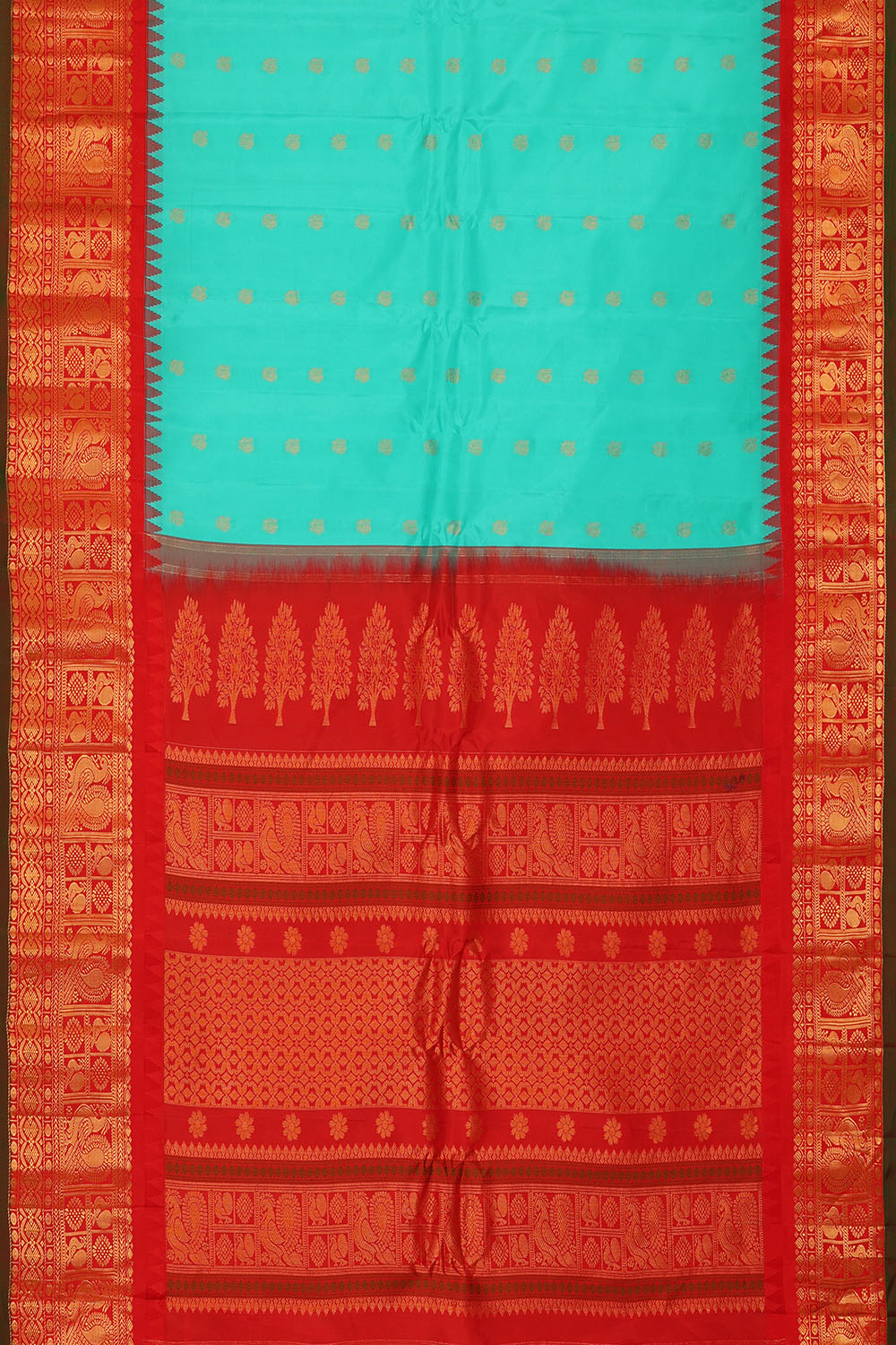 Image of Sky-Blue Gadwal Silk Saree